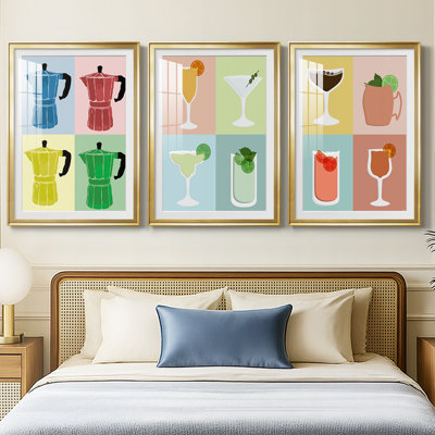Moka Pot Colorblock  -Custom Framed  Premium Print W Matt - 3 Pieces