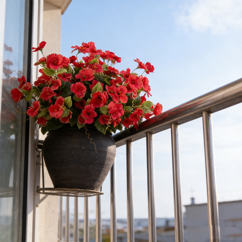 6 paquets de fleurs d'hibiscus artificielles pour la décoration du jardin, Rouge