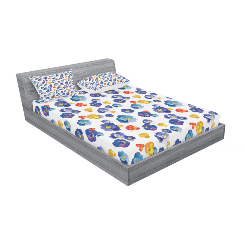 Microfiber Floral Sheet Set, Full Sheet Set with 2 Pillowcases