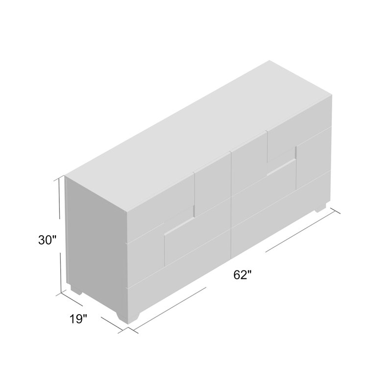 Solid Wood 62'' W 6 - Drawer Dresser, White
