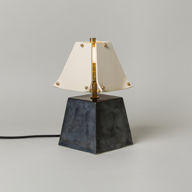 Osen Table Lamp, Graphite, Bone, 13.5" H x 7.5" W x 7.5" D