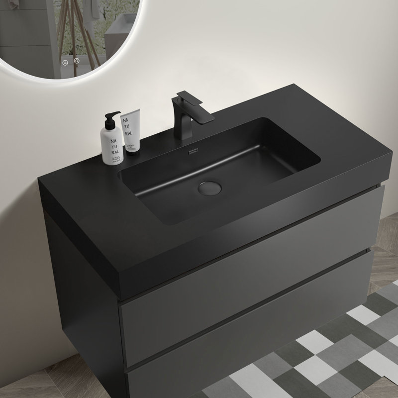 35.8'' Single Bathroom Vanity with Plastic Top