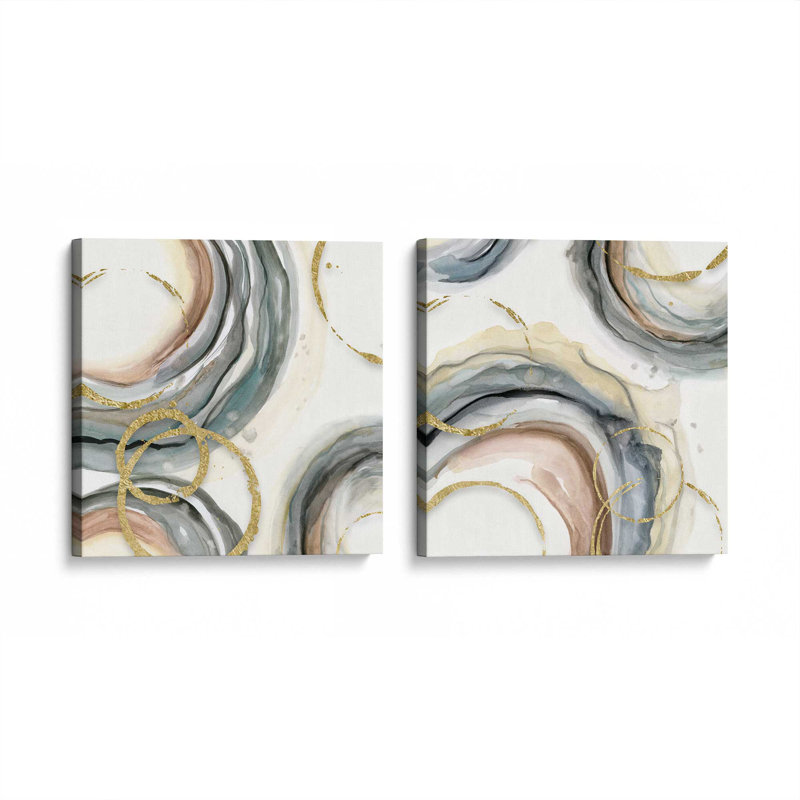 12 "X 8" Golden Echoes, ensemble de 2 reproductions sur toile dans un cadre en érable américain, Toile tendue