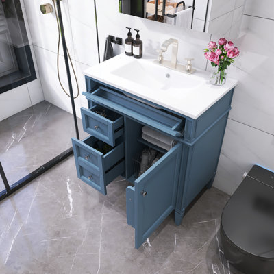 30 po Ensemble de meuble-lavabo autoportant avec comptoir en céramique