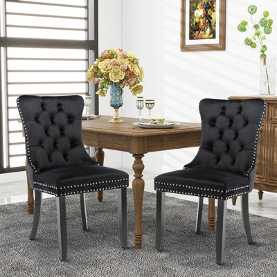 Milva Velvet Dining Chairs Upholstered High-end Tufted Dining Room Chair with Nailhead Back Ring