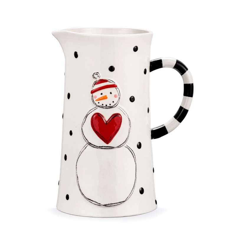 Snowman Polka Dot Pitcher - 64Oz