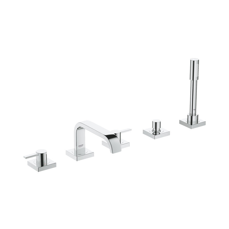 Allure Double Handle Deck Mounted Roman Tub Faucet with Handshower