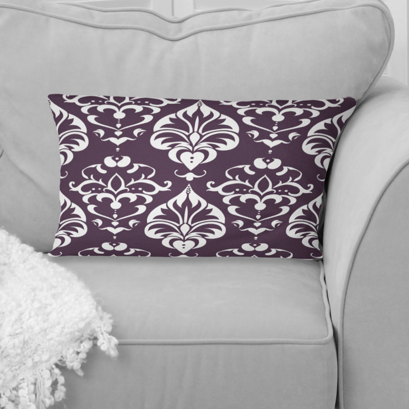 Coussin lombaire mauve blanc damassé Elegance III