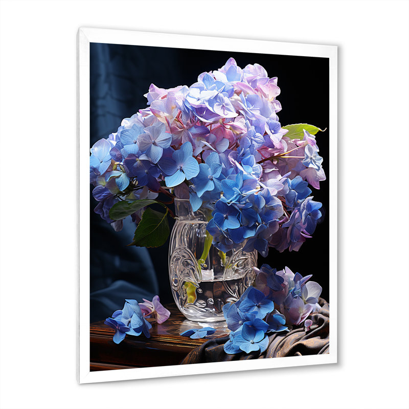 «Carlas Blue Mauve Hydrangea Enchanting Bouquet», reproduction d'art sur toile, H 40 po x l 30 po x P 1,5 po