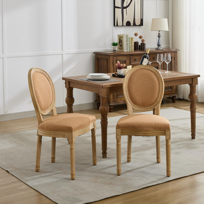 Chaise de salle à manger en bois massif style français, ensemble de 2, Vert olive