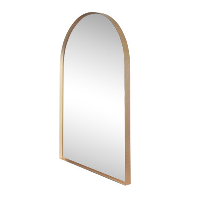 Elodie 28 in. W x 40 in. H Large Arched Aluminum Metal Framed Wall Mounted Bathroom Vanity Accent Mirror, Gold