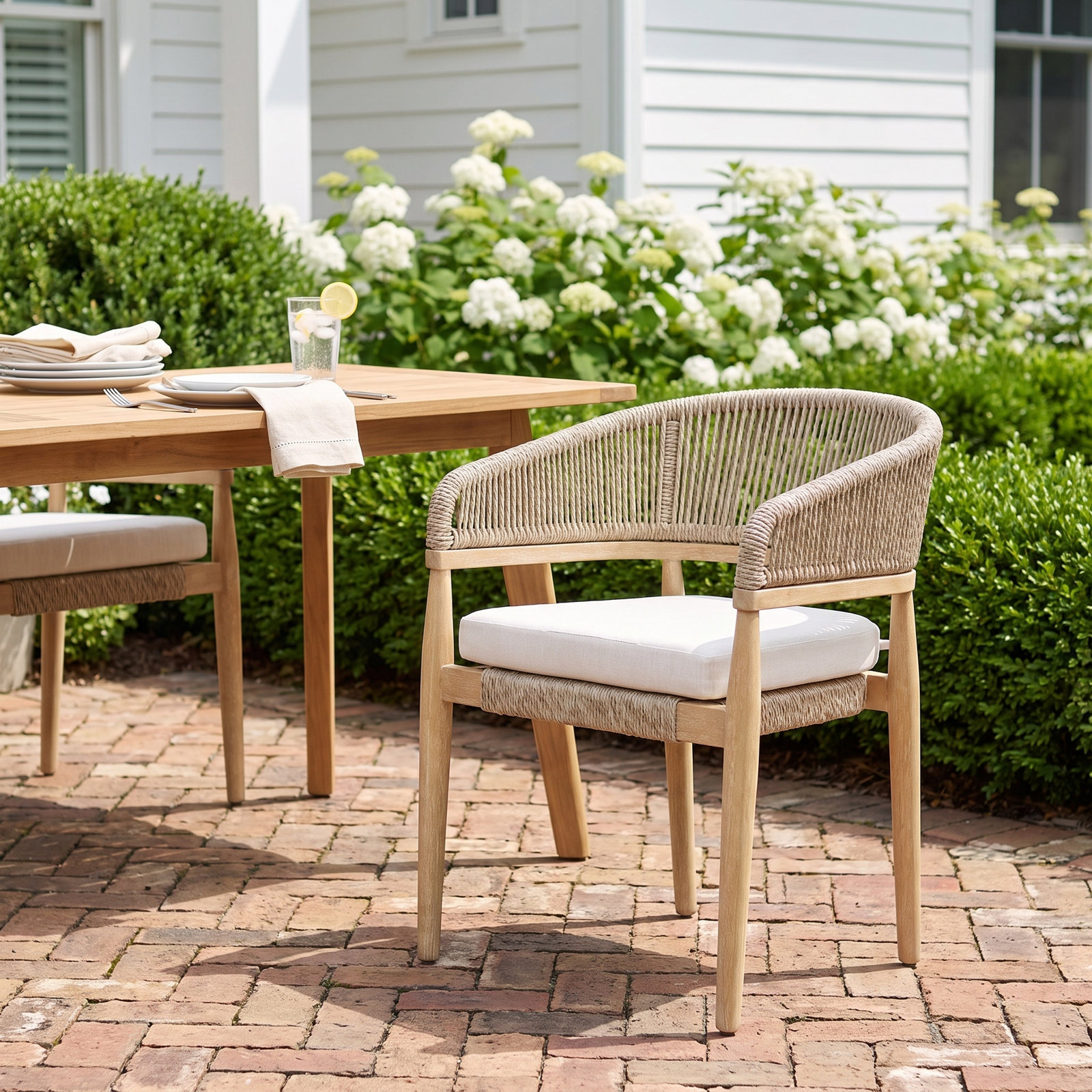Posey Stackable Eucalyptus Patio Armchair, Natural Wood