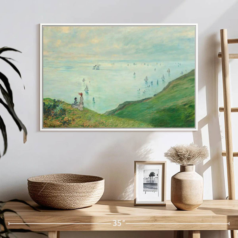 Cliffs At Pourville 1882, Floating Frame White, 25" X 17"