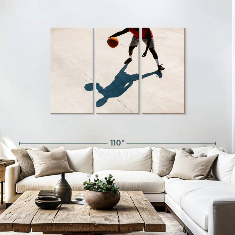 Ombre de joueur de basketball, H 48 po x l 74 po