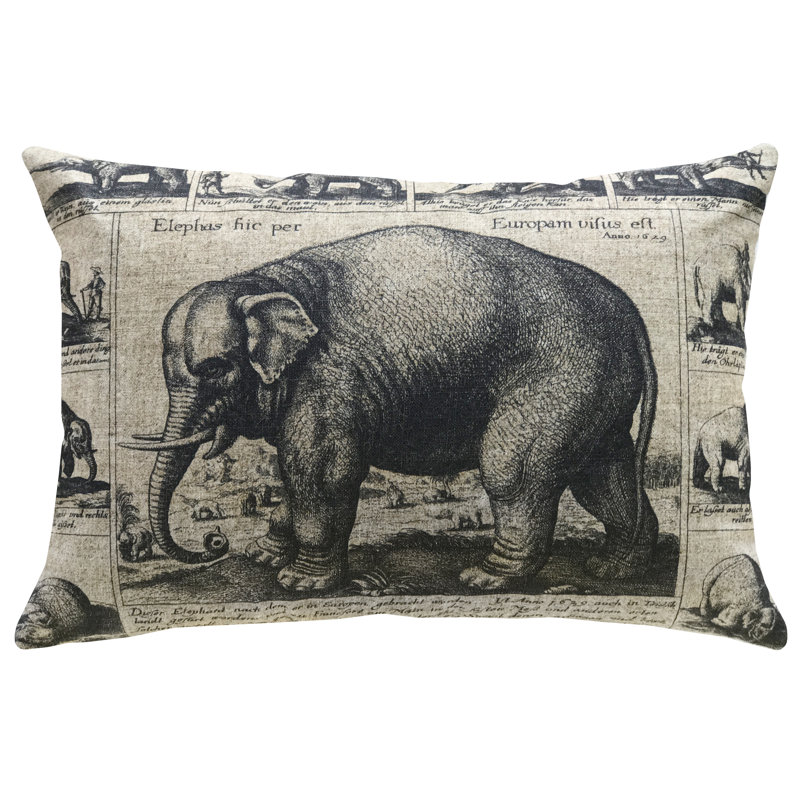 Elephant Linen Reversible Throw Pillow