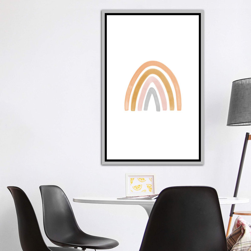 Aquarelle arc-en-ciel II - impression, Pas de tapis, H 60 po x l 40po x P 1,5 po, Toile avec cadre argenté