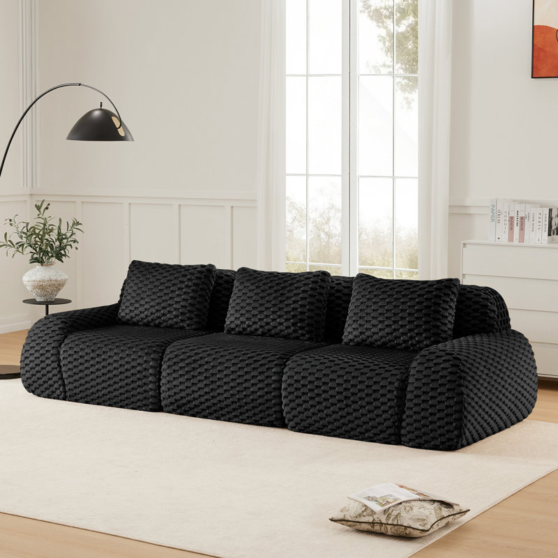 Boneless 114" Modern Modular Sectional Sofa for Living Room,Flannelette Fabric,Oversized 3-Seater Couch,boneless sofa,Deep Seat,Buckle connection,Anti-slip Design,No Assembly