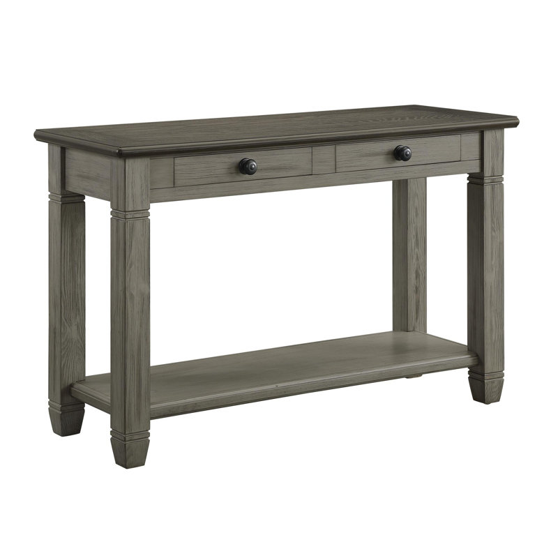 Entryway table with 2 drawers bottom shelf