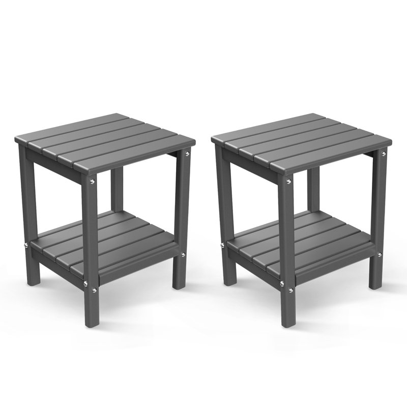 HDPE Outdoor Adirondack Side Table, Gray