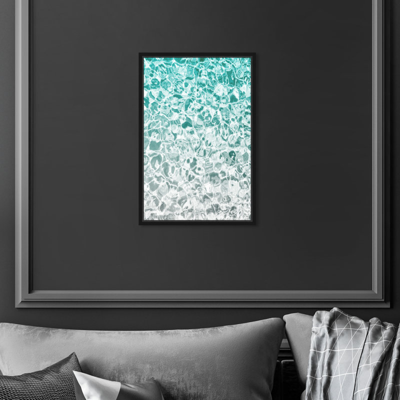 Clear Aqua Waters Coastal - impression d'art graphique, H 15 po x l 10 po x P 1,5 po, Toile avec cadre noir
