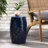 12.37" Square Dark Blue Iron Lace Cut Side Table, 17.27" High, For Patio And Garden Decor, No Assembly 12.37in X 17.27in, Fascinating,