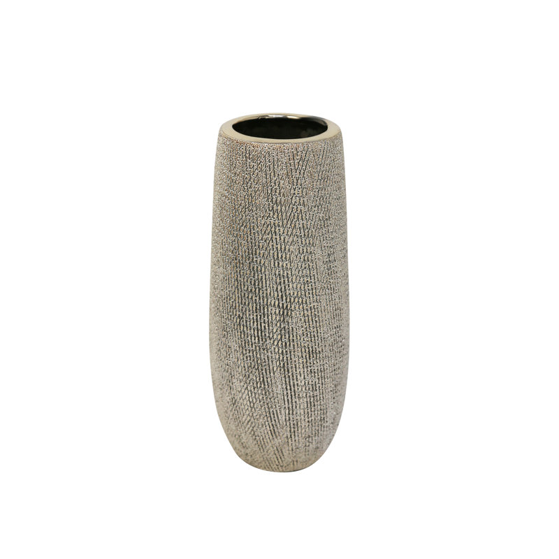 Ceramic Contemporary Cylinder Vase, Beige
