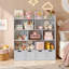 Organisateur de rangement pour jouets et bibliothèque pour enfants avec 4 tiroirs roulants-1487472068