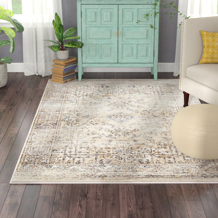 Tapis crème et brun clair à motif abstrait Biarritz