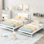 Lit plateforme blanc avec lit gigogne réglable en bois de pin de qualité et de fabrication solide pour un soutien maximal-1782701877