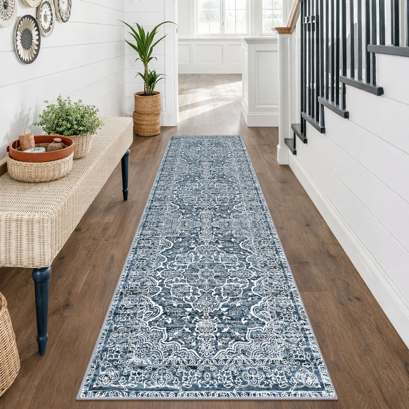 Area Rug Machine Washable Rugs with Rubber Backing for Living Room, Runner 2' x 7'