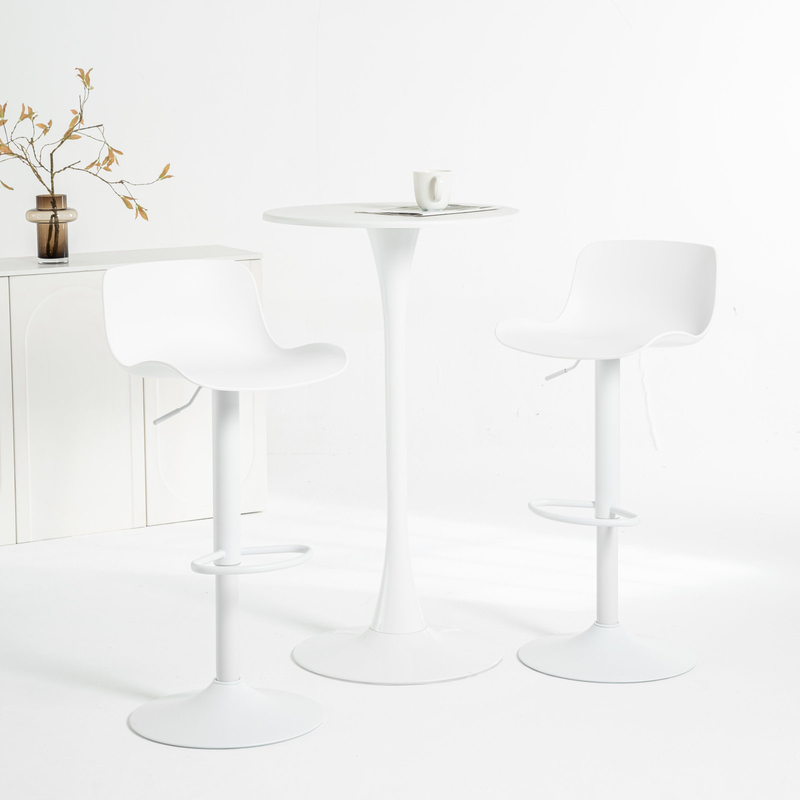 Meli Swivel Bar Stool, White