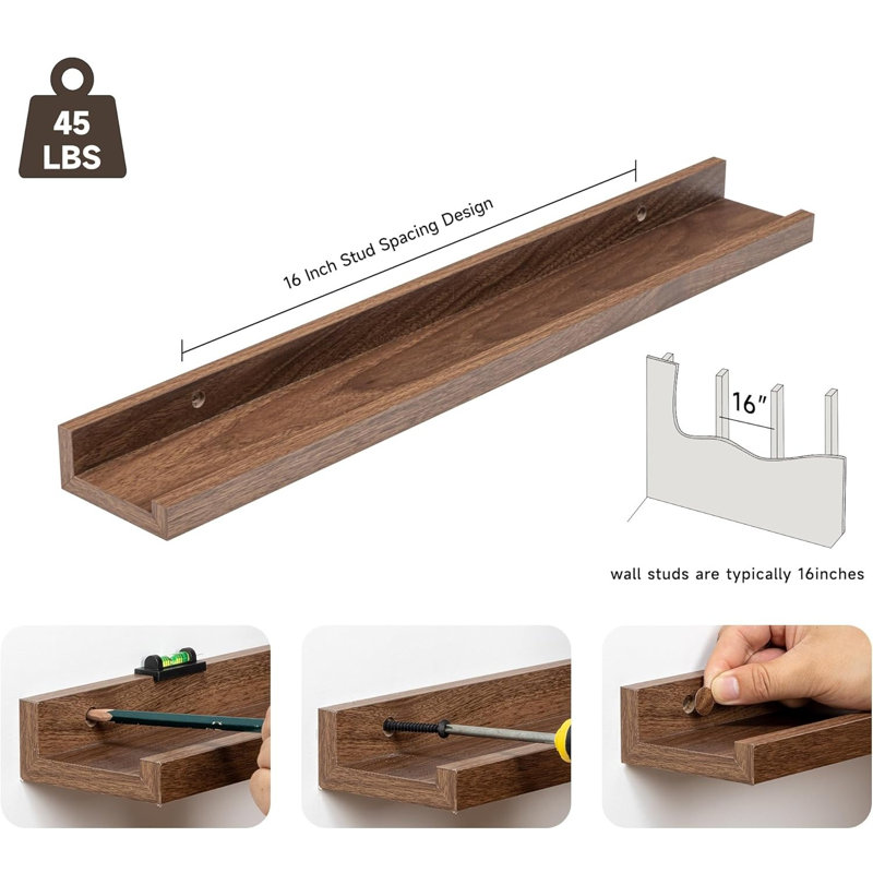 2 Piece Wood Floating Shelf