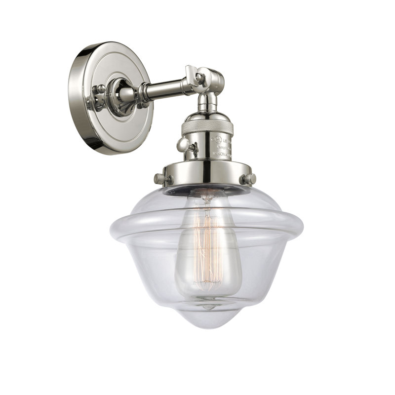Agosto Armed Sconce, 3.5 Watt Vintage LED Bulb, Clear, Polished Nickel