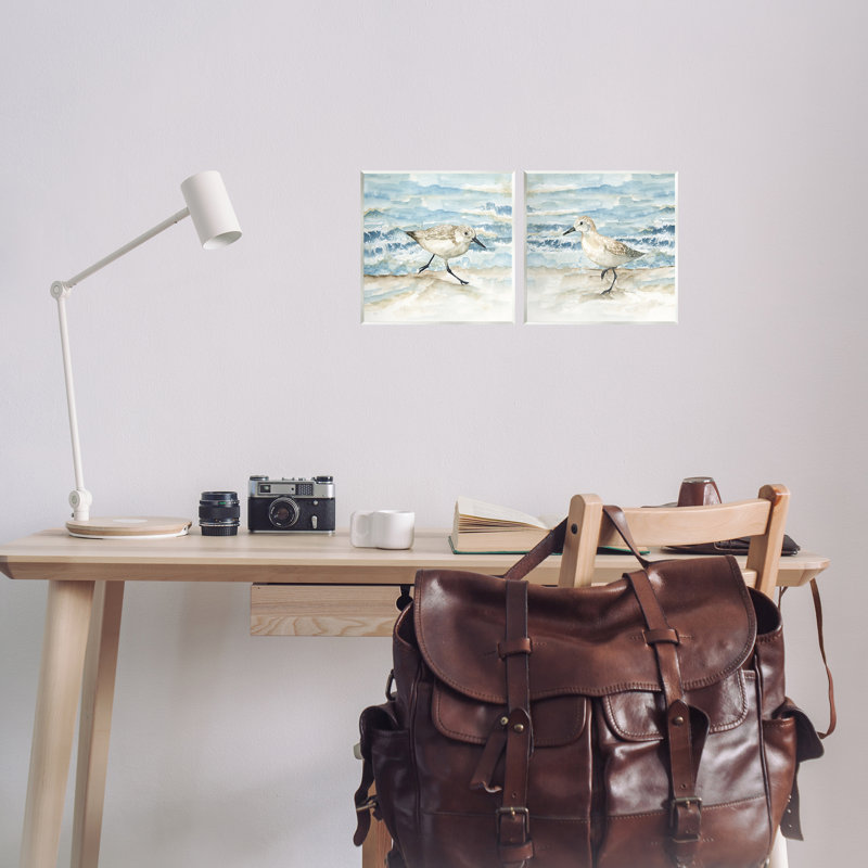 Ensemble de 2 plaques murales Sandpipers Tr Beach Beach Shore, design par Nan