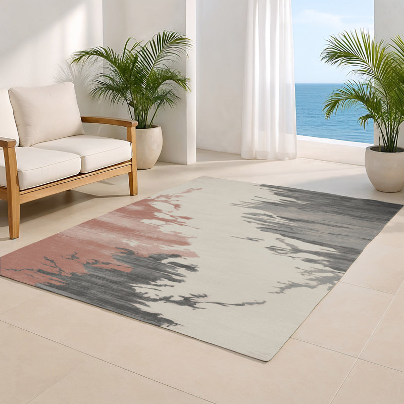 Tapis intérieur et extérieur gris Watercolor, Rectangulaire 2 pi x 3 pi