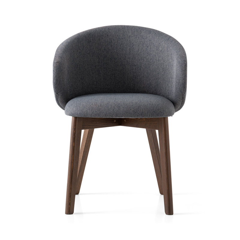 Tuka Upholstered Armchair with Wooden Frame, Camel Brown, Smoke