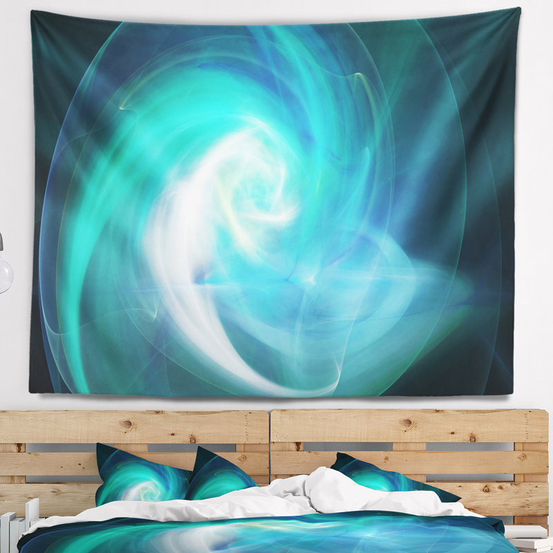 Tapisserie bleue fractale, H 68 po x l 80 po