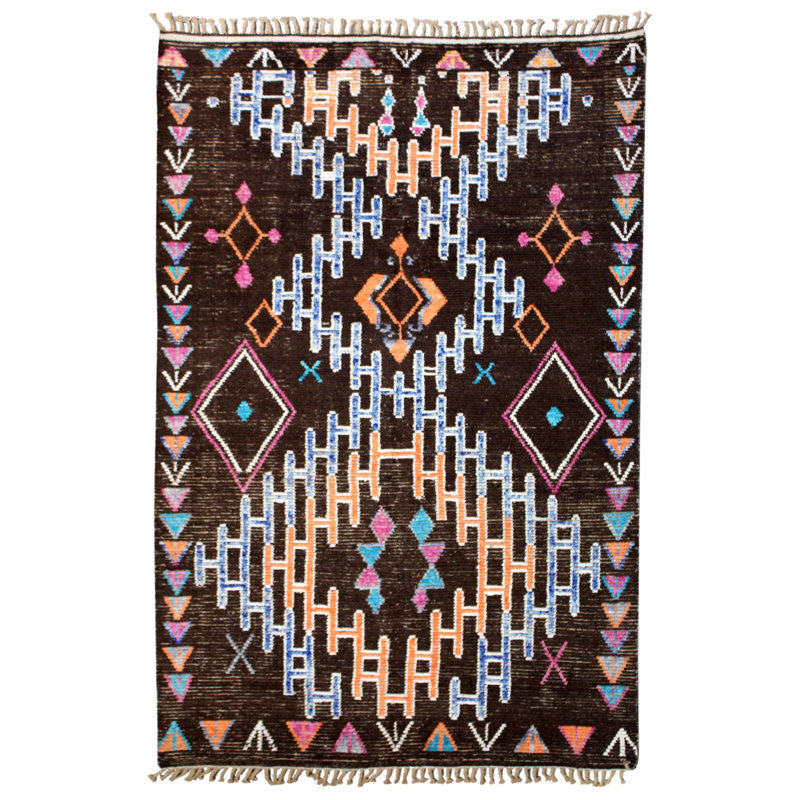 Tapis unique en laine et en coton tissé à la main 7 pi 1 po x 11 pi One Age of a Kind Kind