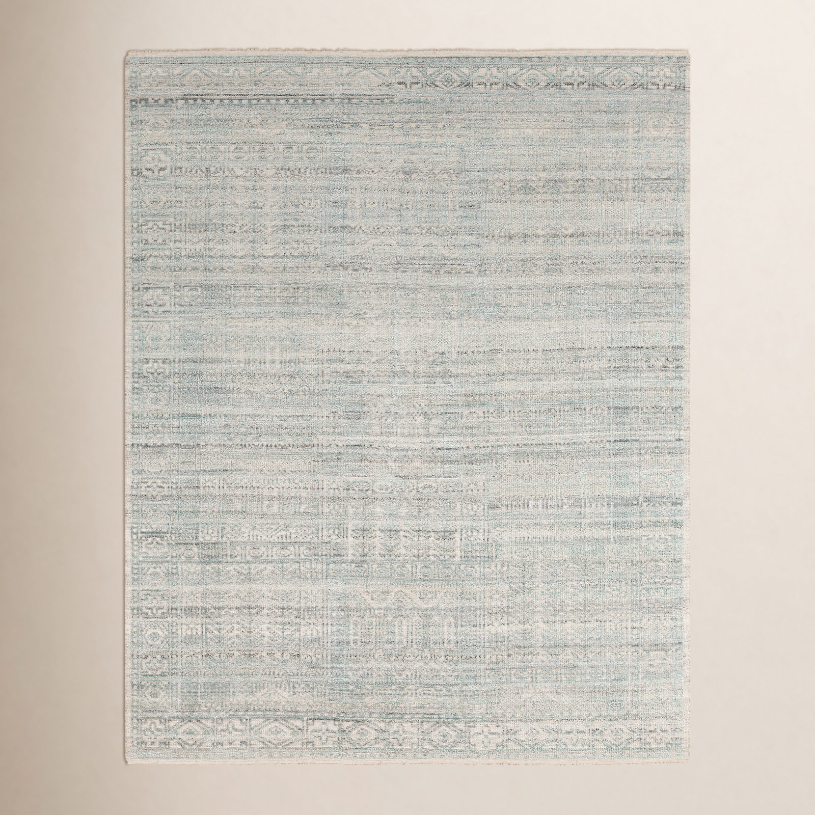 Indrakumar Teal Gray Hand-Knotted Rug, Rectangle 10' x 14'