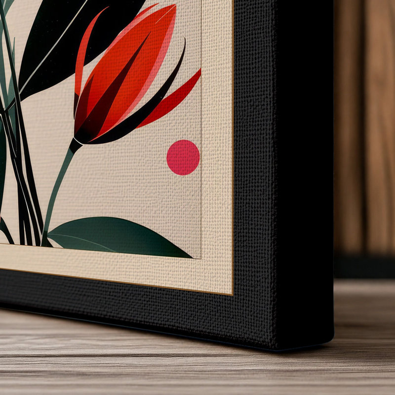 Geometric Botanical Study Mid-Century - Wrapped Canvas, 18x12 - 45.7 x 30.5 cm, Black Border
