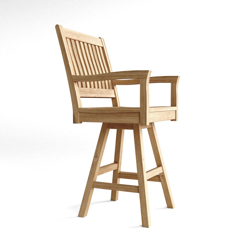 Rialto Outdoor Teak Swivel Bar Stool, (No Cushion)