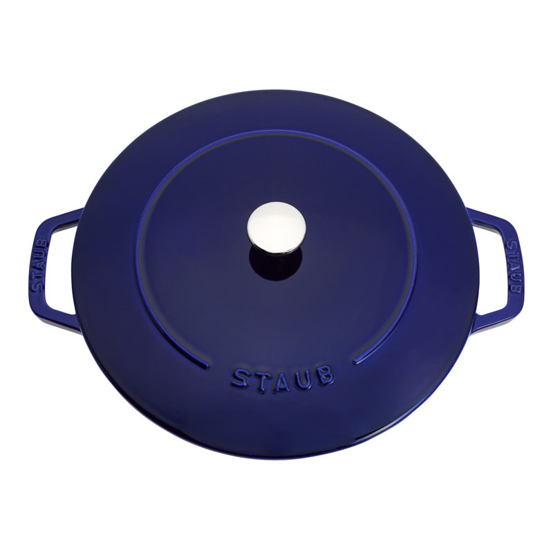 Staub Cast Iron Round Cocotte, Dutch Oven, 5.5-Quart, Serves 5-6, Made In France, Peony Pink, Dark Blue