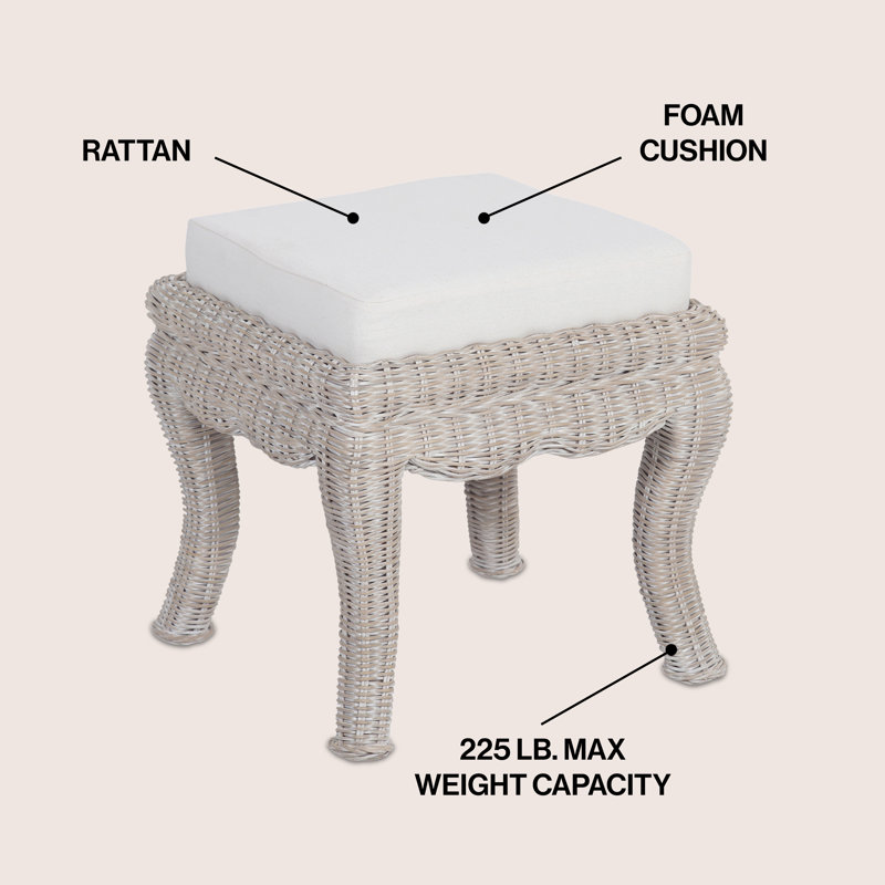 Tabouret de coiffeuse en bois massif Amilda, Gris blanc délavé