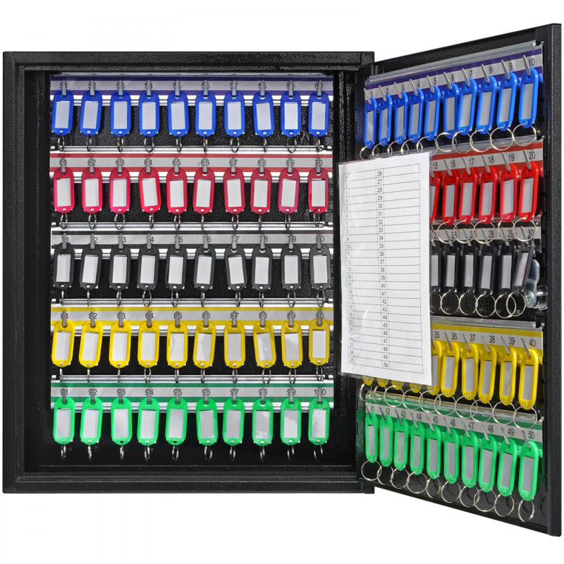 Key Cabinet, Key Lock Box with Adjustable Racks, 17.72" H x 14.96" W x 3.31" D