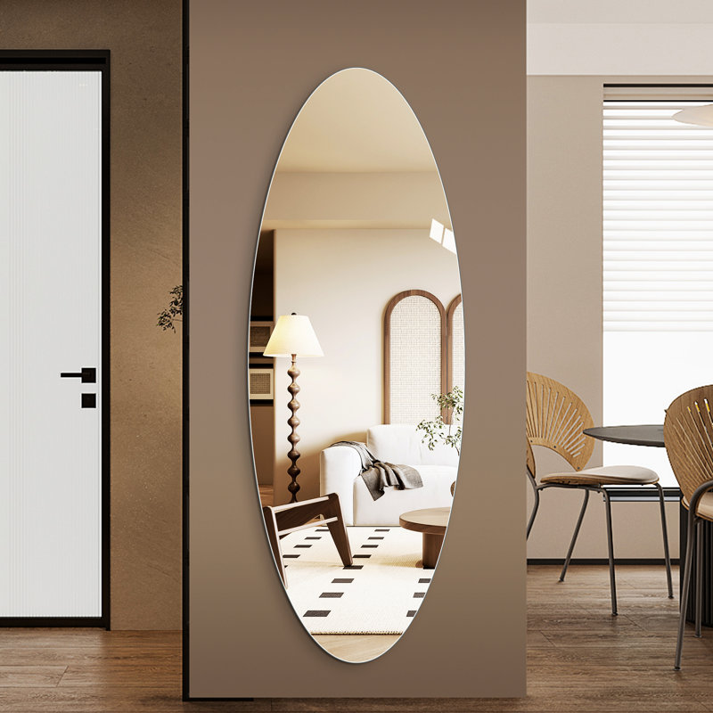 65" X 24" Oval Mirror, Hd Reflection, Drill-, For Home Use Body Wall 5Mm Silver, , Entryway And Bedroom Decor