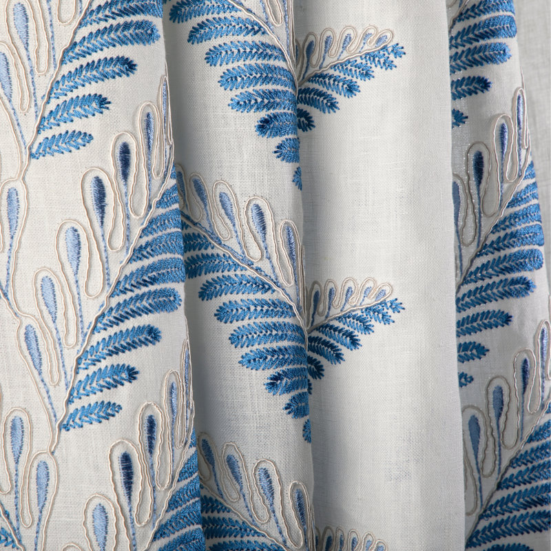 La Menagerie Fougere Emb Fabric, Blue