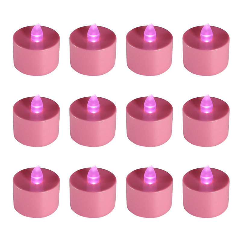 Bougies chauffe-plat à piles - 12 pièces, Rose