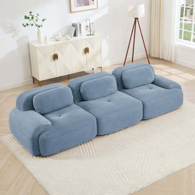 Canapé en velours côtelé 3 places avec accoudoirs incurvés multi-combinaisons de conception antidérapante de qualité supérieure pour le salon, la chambre à coucher