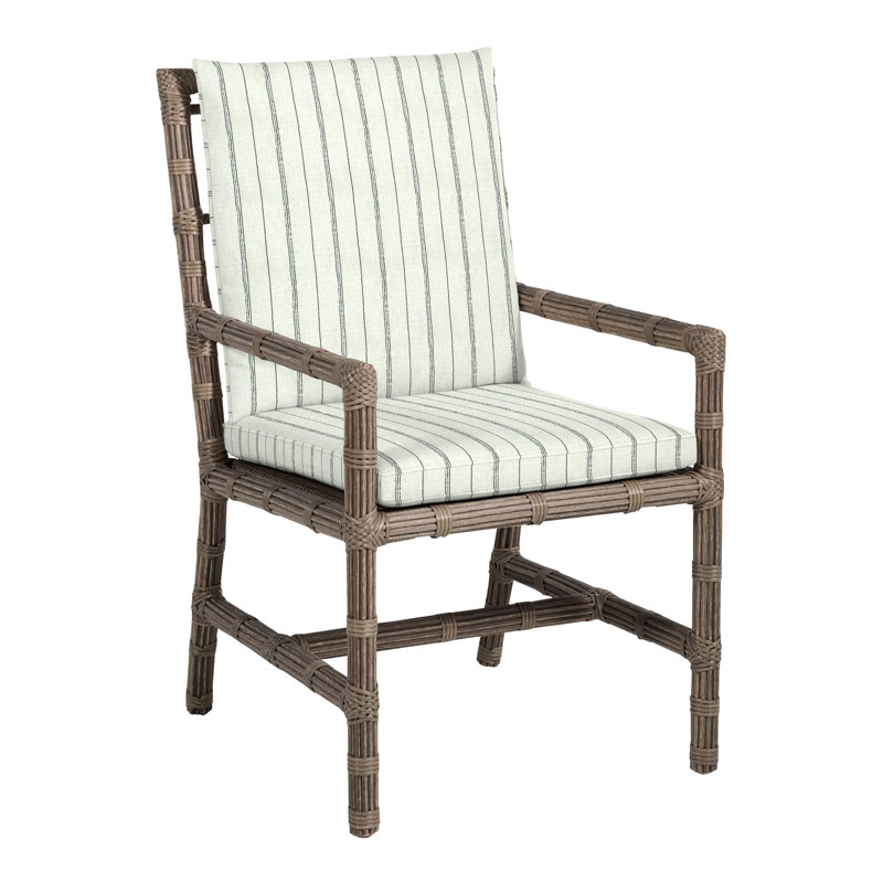 Newport Patio Dining Armchair with Cushions, Welt, Cabana Stripe Midnight, Newport #66 Burlap
