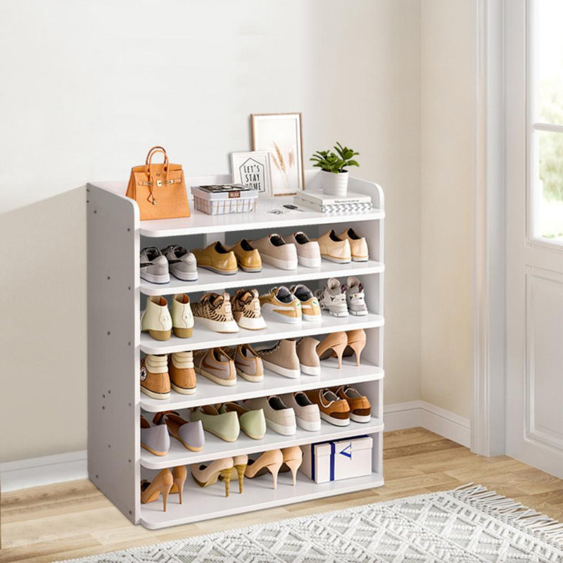 Warm white MDF shoe cabinet, 88cm x 82cm x 26cm, 6